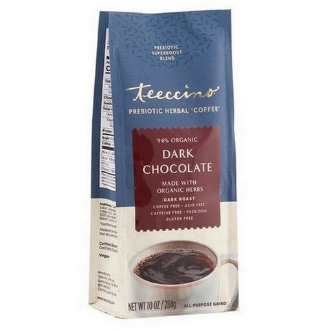 Teeccino, Dark Chocolate Herbal Coffee, 10 Oz