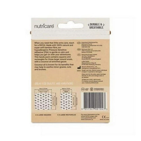 Patch, Large Coconut Oil Bamboo Bandages, 10 Count