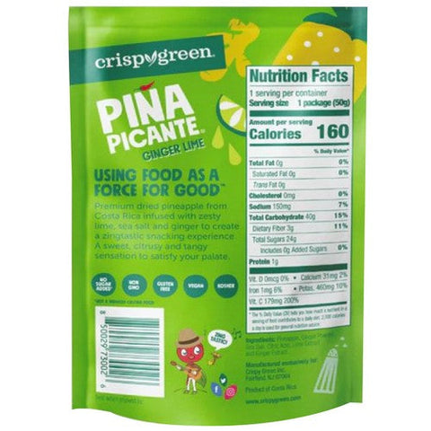 Crispy Green, Pina Picante Ginger Lime Freeze Dried Fruit, 1.76 Oz Crispy Green