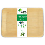 Ozo EcoPro, Palm Leaf Plates Rectangle 9" X 6", 25 Packets