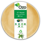 Ozo EcoPro, Palm Leaf Plates Round 12", 25 Packets