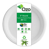 Ozo EcoPro, Sugarcane Plates Round 9", 25 Packets
