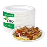 Ozo EcoPro, Sugarcane Plates Round 10", 25 Packets