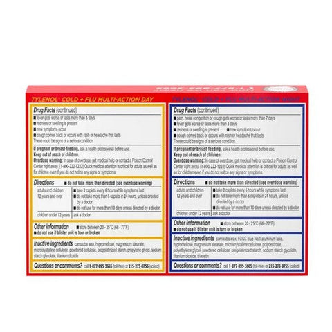 Tylenol, Cold + Flu Multi-Action Caplets Day Extra Strength, 24 Caps Tylenol