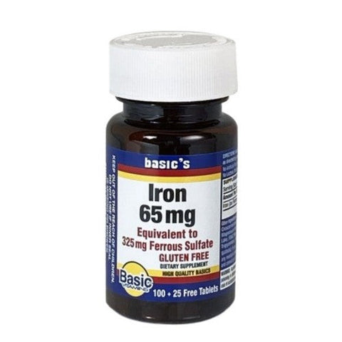 Basic Vitamins, Iron Ferrous Sulfate, 65 Mg, 100 Tabs Basic Vitamins