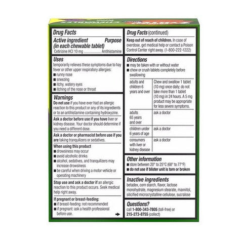 Zyrtec, Children'S Allergy Dye Free Cetirizine Hci, 24 Tabs Zyrtec