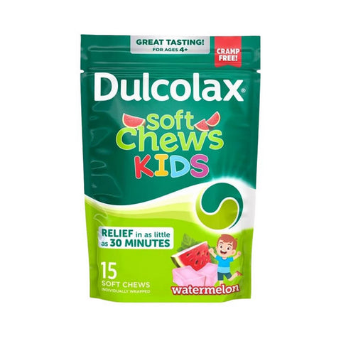 Dulcolax, Kids Soft Chews Saline Laxative Watermelon Constipation Relief, 1200 Mg, 15 Each