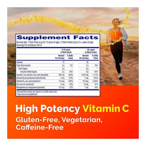 Alacer, Crystals On-The-Go Immunity Vitamins Orange Vitality, 500 Mg, 28 Count