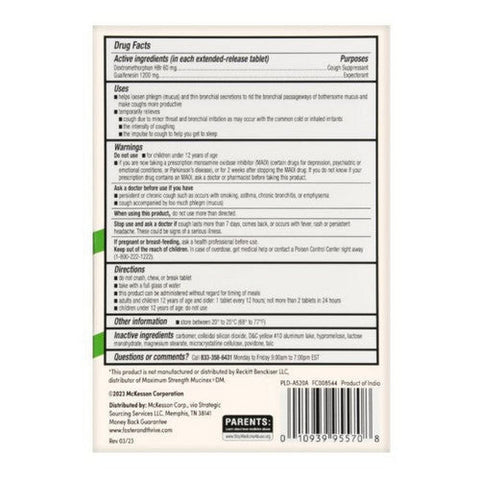 Foster And Thrive, Maximum Strength Mucus Relief DM, 1200 Mg, 14 Tabs Foster And Thrive