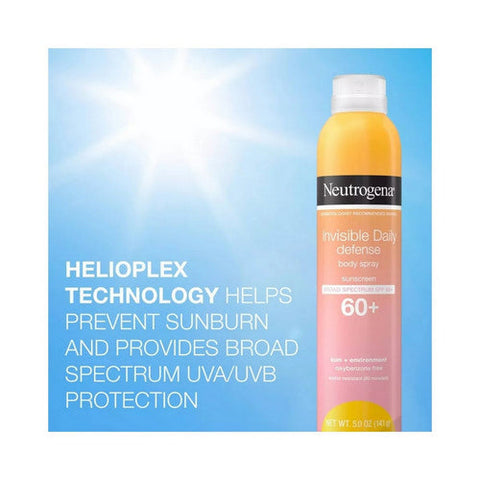 Neutrogena, Invisible Daily Defense Body Spray Sunscreen Spf 60+, 5 Oz Neutrogena