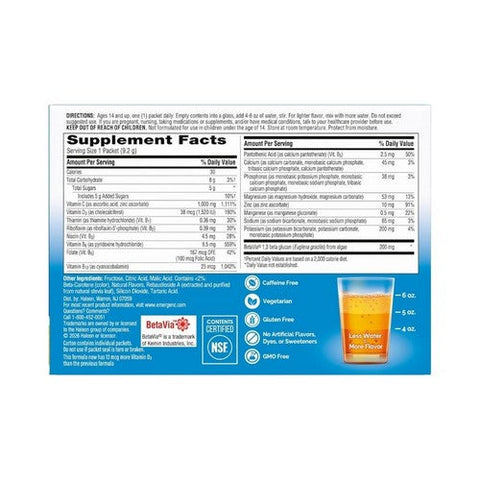 Emergen-C, Immune+ Fizzy Drink Mix Packets Super Orange, 30 Count Emergen-C