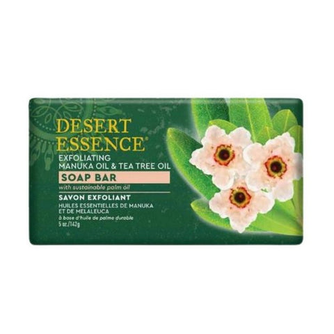Desert Essence, Manuka & Tea Tree Oil Exfoliating Soap Bar, 5 Oz