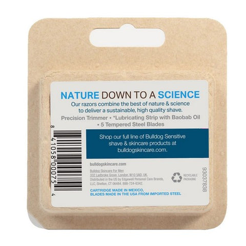 Bulldog Natural Skincare, 5-Blade Razor Refill Sensitive, 4 Count