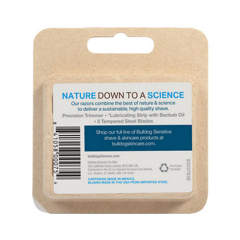 Bulldog Natural Skincare, 5-Blade Razor Refill Sensitive, 4 Count