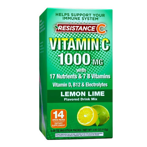 Resistence C, Vitamin C Lemon Lime Flavor, 1002 Mg, 14 Count