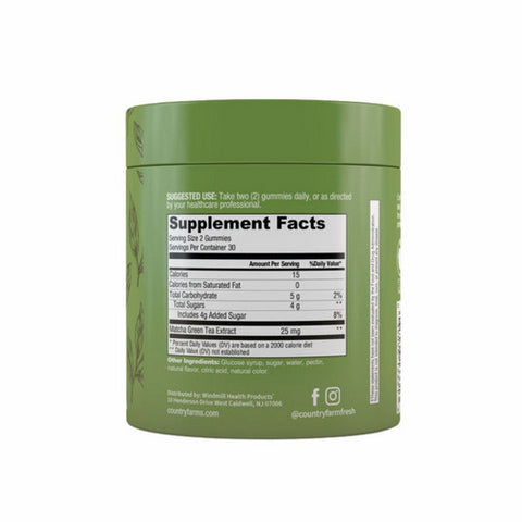 Country Farms, Matcha Green Tea Natural, 60 Gummies