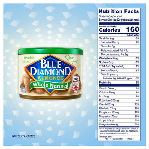 Blue Diamond, Whole Natural Almonds, 6 Oz(Case Of 12)