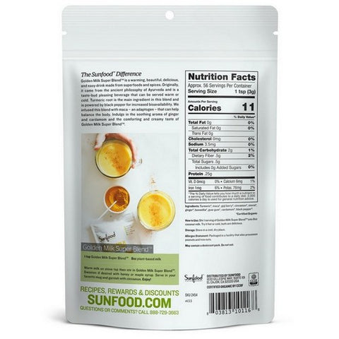 Sunfood Superfoods, Golden Milk Super Blend, 6 Oz