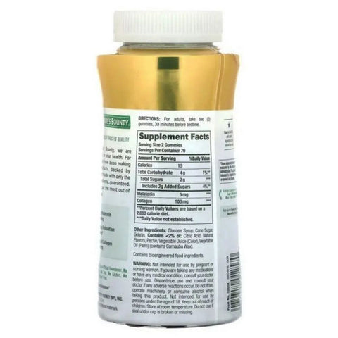 Nature's Bounty, Sleep Melatonin And Collagen Gummies, 5 Mg, 140 Count