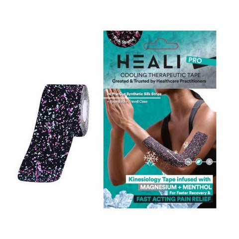 Heali, Precut Synthetic Silk Kinesiology Tape For Athletes With Magnesium And Menthol Pink Splatter, 1 Count