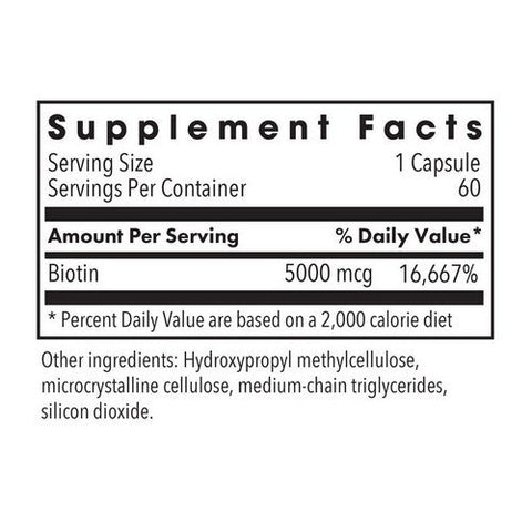 Nutricology/ Allergy Research Group, Biotin 5000 High Dose Biotin, 60 Veg Caps Nutricology/ Allergy Research Group