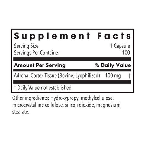 Nutricology/ Allergy Research Group, Adrenal Cortex Natural Glandular, 100 Veg Caps