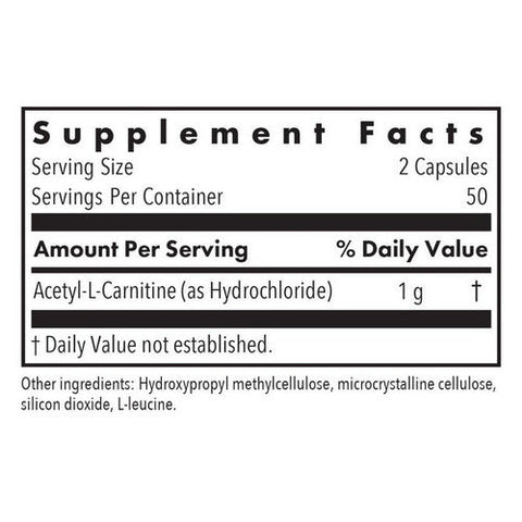 Nutricology/ Allergy Research Group, Acetyl-L-Carnitine, 500 Mg, 100 Veg Caps Nutricology/ Allergy Research Group