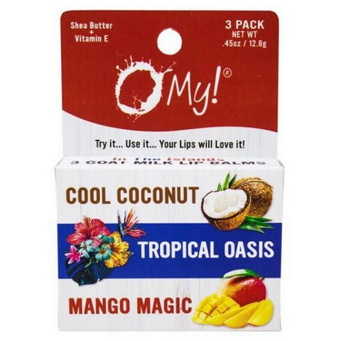 O MY!, Goat Milk Lip Balm In The Islands, 3 Count