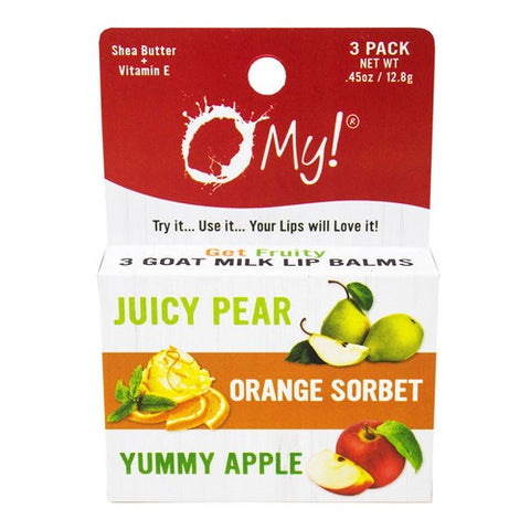 O MY!, Goat Milk Lip Balm Get Fruity, 3 Count