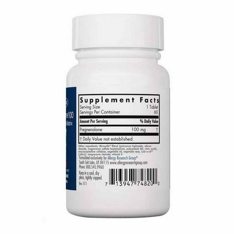 Nutricology/ Allergy Research Group, Pregnenolone Micronized Lipid Matrix, 100 Mg, 60 Tabs
