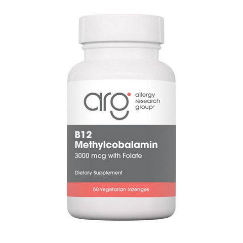 Nutricology/ Allergy Research Group, B12 Methylcobalamin With Folic Acid, 3000 Mcg, 50 Lozenges