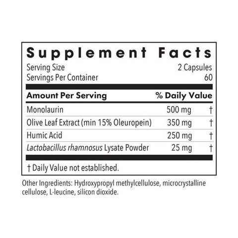 Nutricology/ Allergy Research Group, Humic-Monolaurin Complex With Olive Leaf And Lactobacillus, 120 Veg Caps