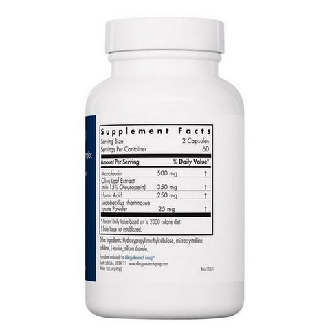 Nutricology/ Allergy Research Group, Humic-Monolaurin Complex With Olive Leaf And Lactobacillus, 120 Veg Caps