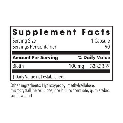 Nutricology/ Allergy Research Group, HiBiotin, 100 Mg, 90 Veg Caps Nutricology/ Allergy Research Group