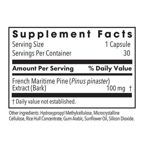 Nutricology/ Allergy Research Group, Pycnogenol 100 Original French Maritime Pine Back Extract, 30 Veg Caps Nutricology/ Allergy Research Group