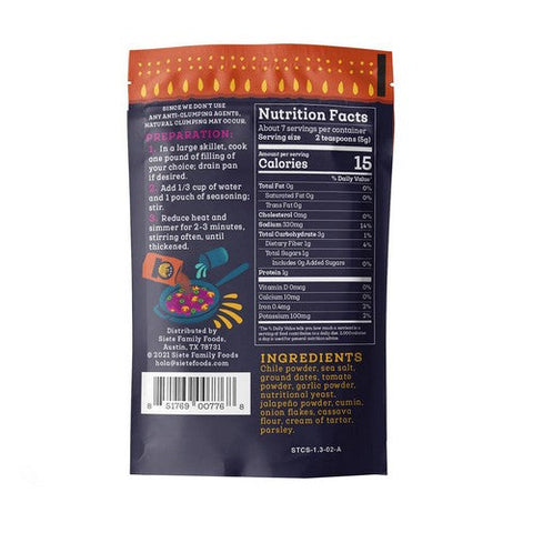 Siete, Spicy Taco Seasoning, 1.3 Oz (Case Of 12) Siete