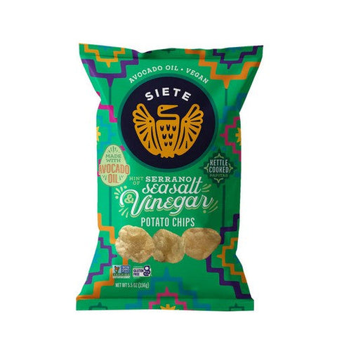 Siete, Sea Salt Vinegar Kettle Cooked Potato Chips, 5.5 Oz (Case Of 6) Siete