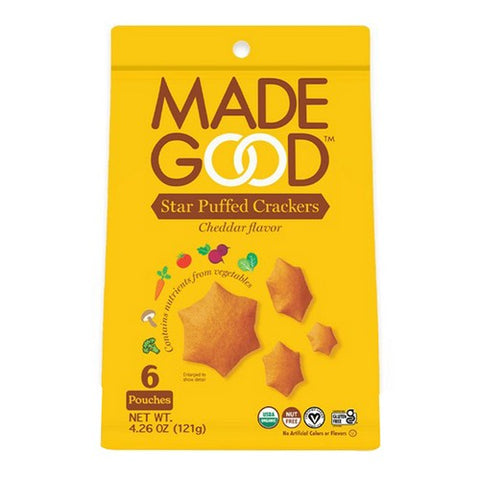 Madegood, Star Puffed Cheddar Cracker, 4.26 Oz (Case Of 6)