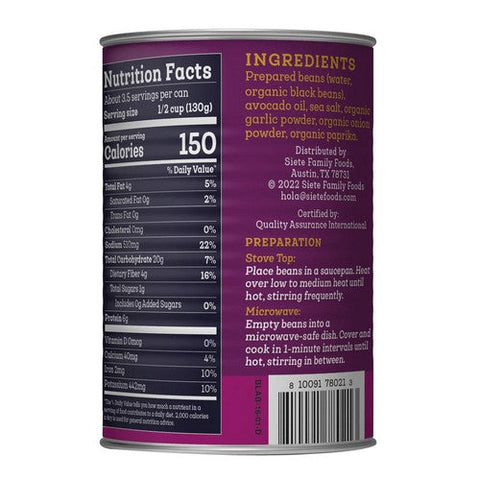 Siete, Vegan Refried Black Beans, 16 Oz (Case Of 12) Siete