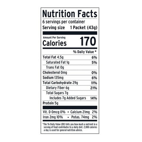 Purely Elizabeth, Superfood Oatmeal Dark Chocolate Chunk Multipack With Prebiotic Fiber, 9.12 Oz (Case Of 6)