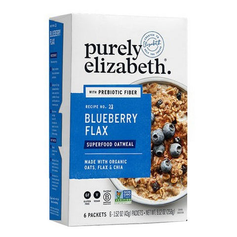 Purely Elizabeth, Superfood Oatmeal Blueberry Flax Multipack With Prebiotic Fiber, 9.12 Oz (Case Of 6)