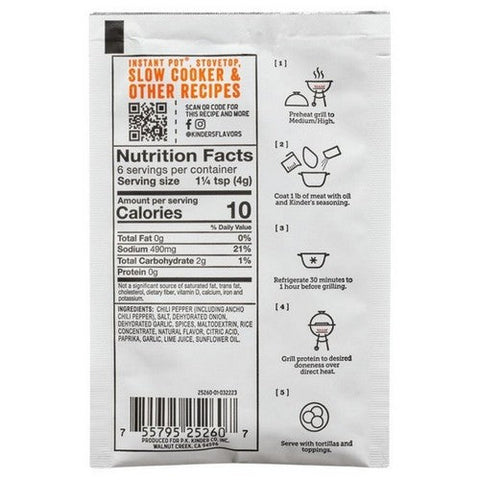 Kinders, Mexican Seasoning Taco Blend, 0.8 Oz (Case Of 15) Kinders