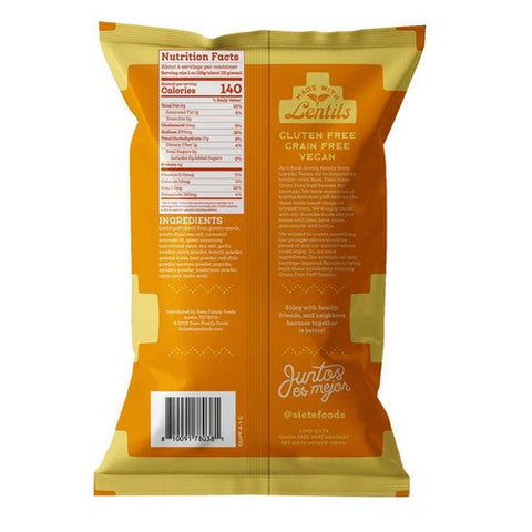 Siete, Queso Puffs Snacks Dairy free, 4 Oz (Case Of 6) Siete