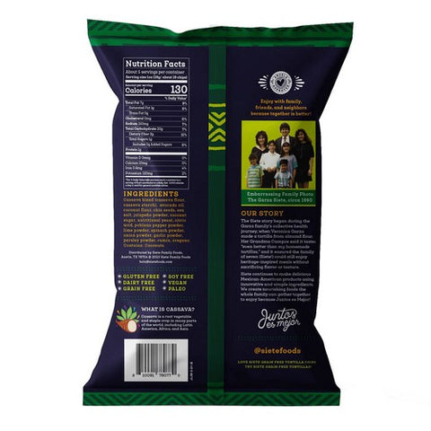 Siete, Jalapeno Lime Tortilla Chips Grain Free, 5 Oz (Case Of 12)