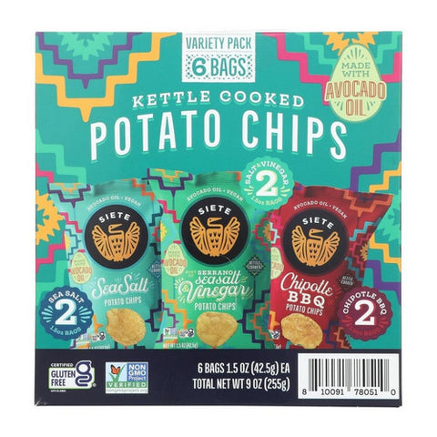 Siete, Potato Chip Variety Pack, 9 Oz (Case Of 3)