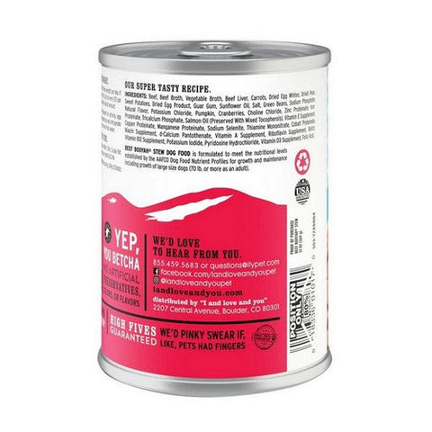 I And Love And You, Beef Booyah Stew Canned Dog Food, 13 Oz(Case Of 12) I And Love And You