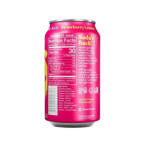 Poppi, Prebiotic Soda Lemon Strawberry, 12 Oz(Case Of 12) Poppi