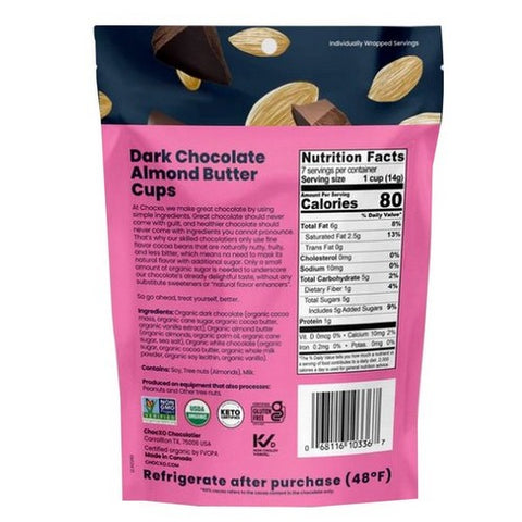 Chocxo, Dark Chocolate Almond Butter Cup, 3.45 Oz(Case Of 6)