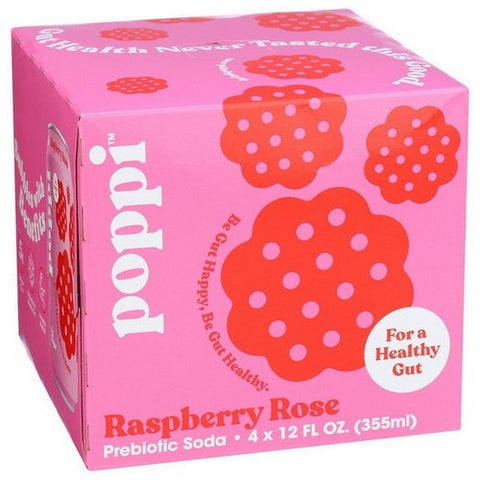 Poppi, Prebiotic Soda Raspberry Rose, 48 Oz(Case Of 6)