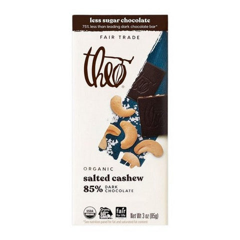 Theo Chocolate, Organic Salted Cashew Dark Chocolate Bar, 3 Oz(Case Of 12) Theo Chocolate